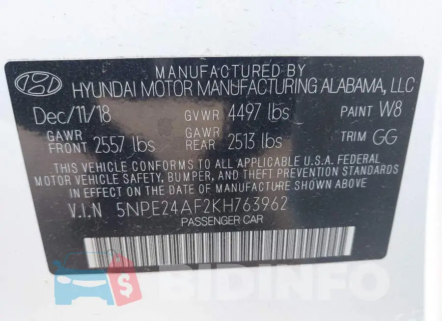 5NPE24AF2KH763962 Photo# 9