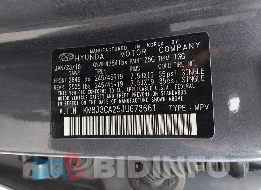 KM8J3CA25JU673661 Photo# 9