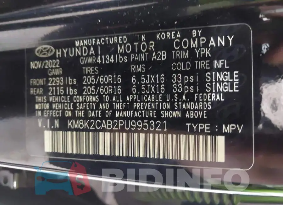 KM8K2CAB2PU995321 Photo# 9