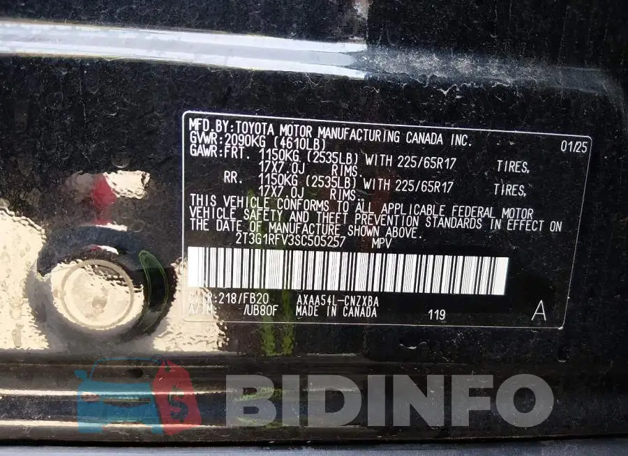 2T3G1RFV3SC505257 Photo# 9