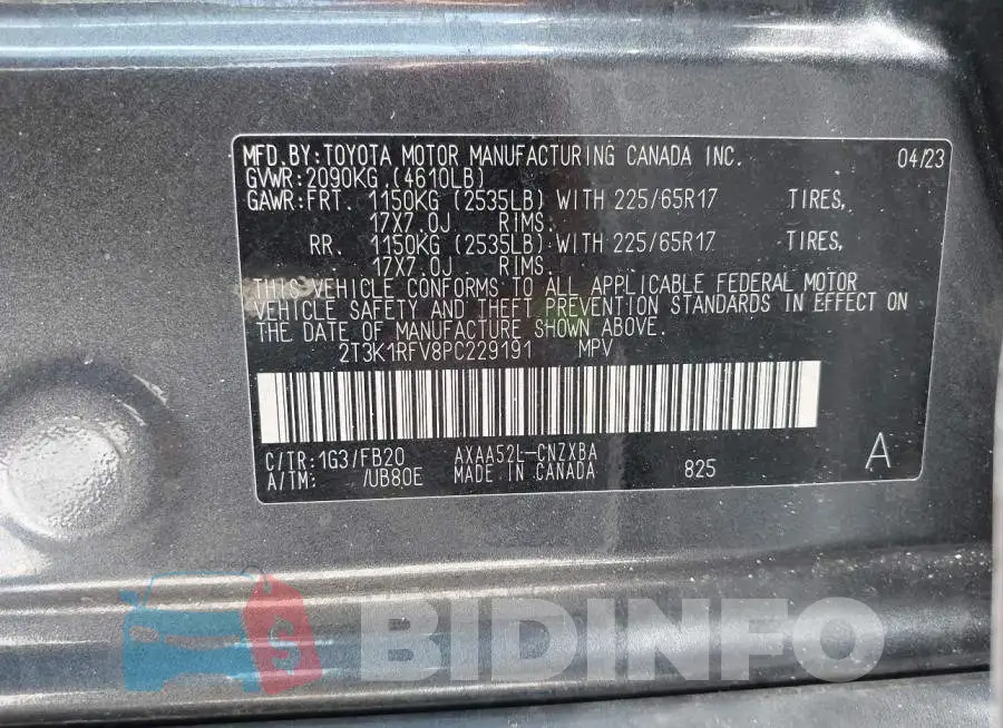 2T3K1RFV8PC229191 Photo# 9