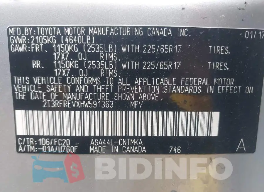 2T3RFREVXHW591363 Photo# 9