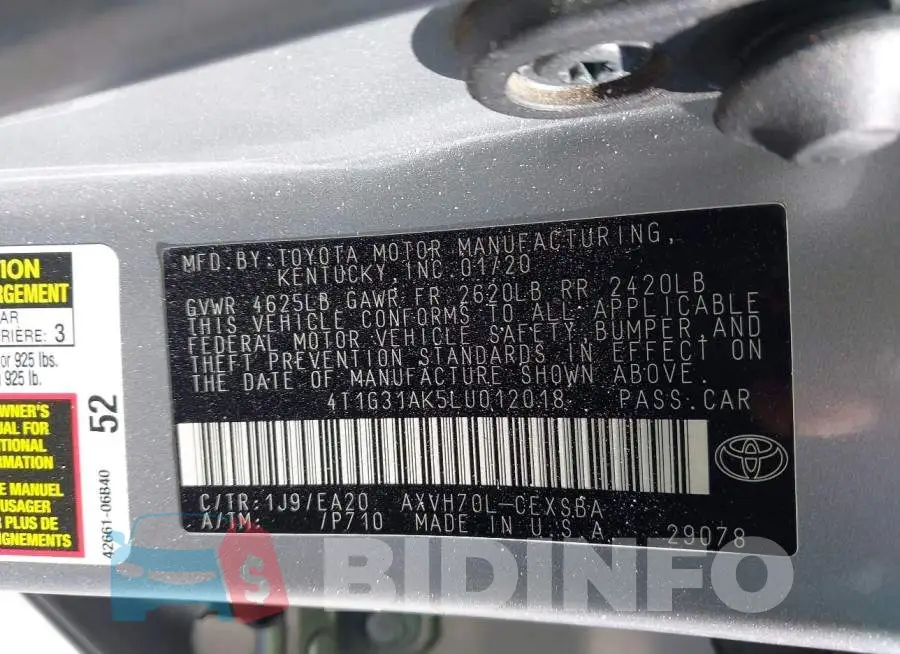 4T1G31AK5LU012018 Photo# 9