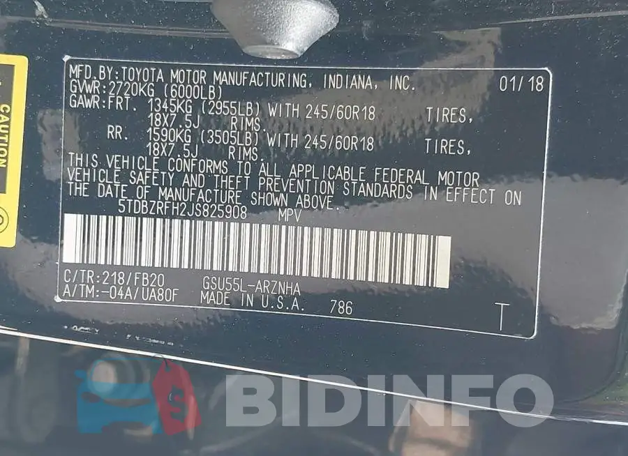 5TDBZRFH2JS825908 Photo# 9