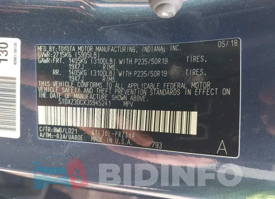 5TDXZ3DCXJS945241 Photo# 9