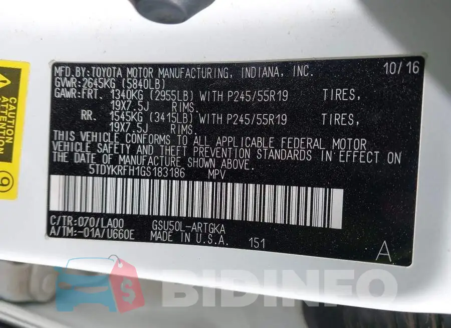 5TDYKRFH1GS183186 Photo# 9