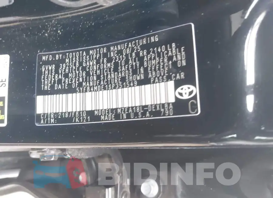 5YFB4MDE1SP351549 Photo# 9