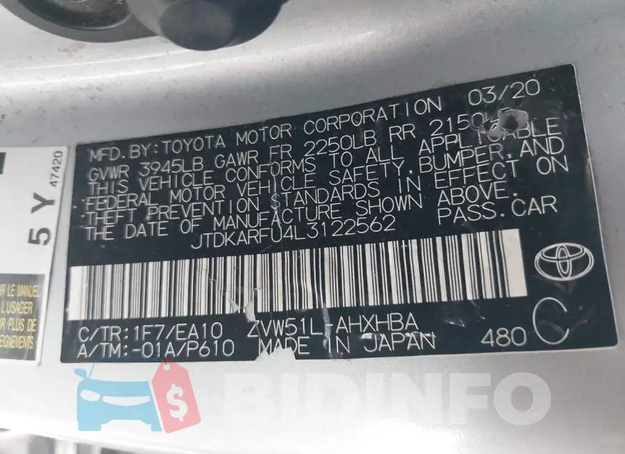 JTDKARFU4L3122562 Photo# 9