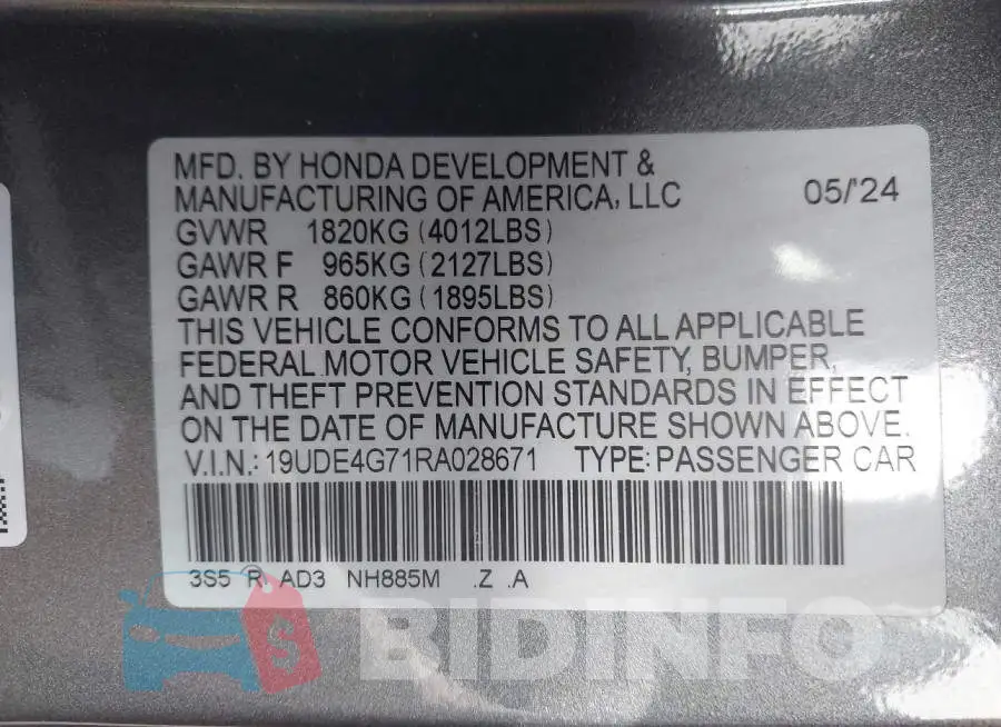 19UDE4G71RA028671 Photo# 9