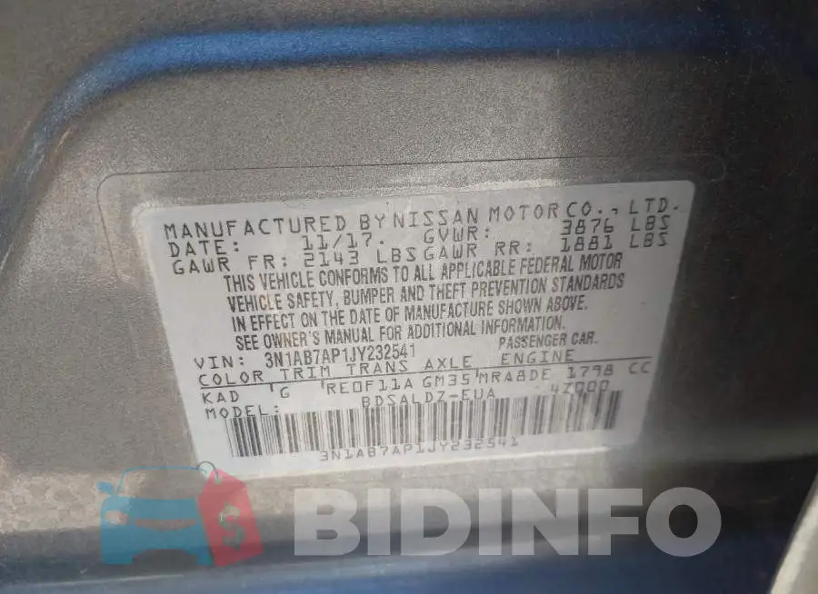 3N1AB7AP1JY232541 Photo# 9