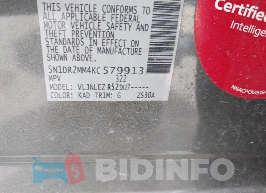 5N1DR2MM4KC579913 Photo# 9