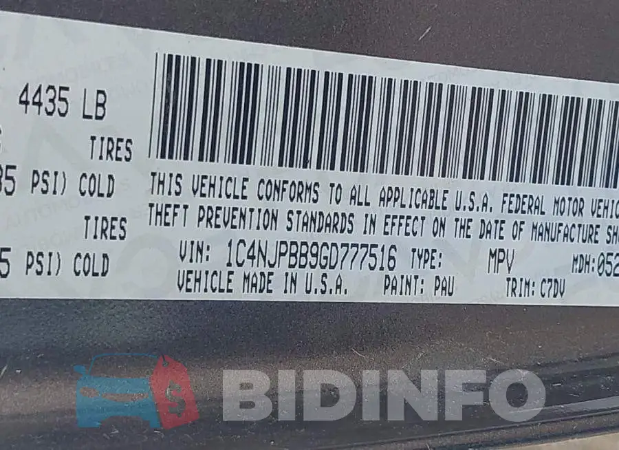 1C4NJPBB9GD777516 Photo# 9