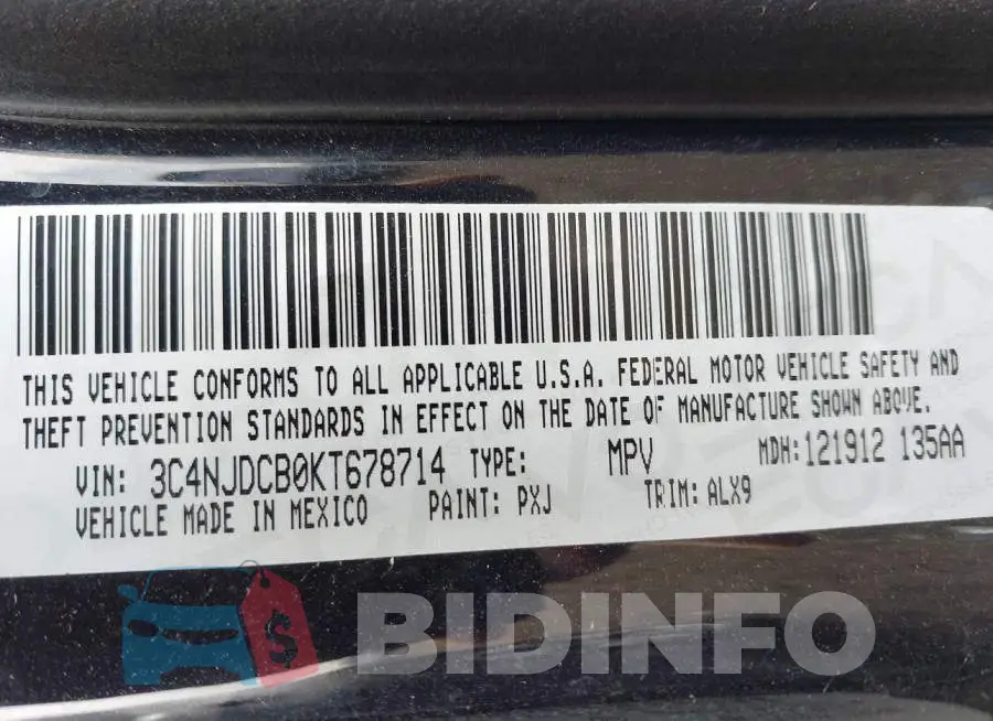 3C4NJDCB0KT678714 Photo# 9