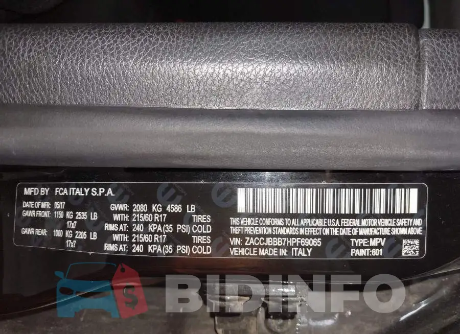 ZACCJBBB7HPF69065 Photo# 9