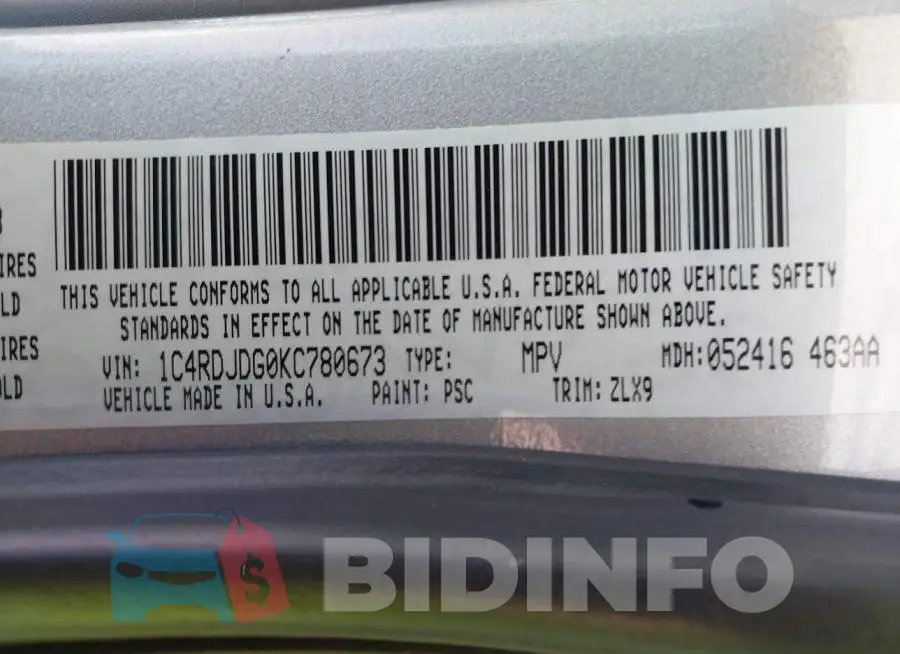 1C4RDJDG0KC780673 Photo# 9