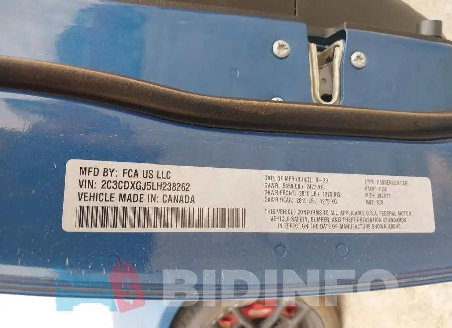 2C3CDXGJ5LH238262 Photo# 9