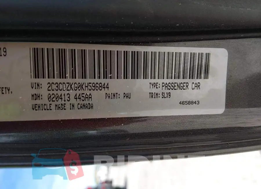 2C3CDZKG0KH596844 Photo# 9
