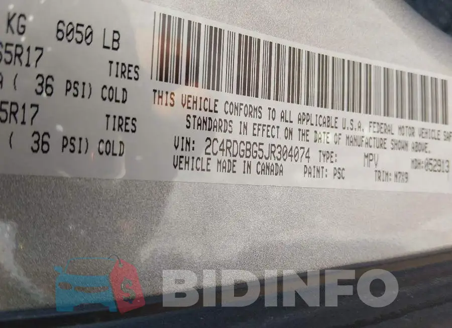 2C4RDGBG5JR304074 Photo# 9