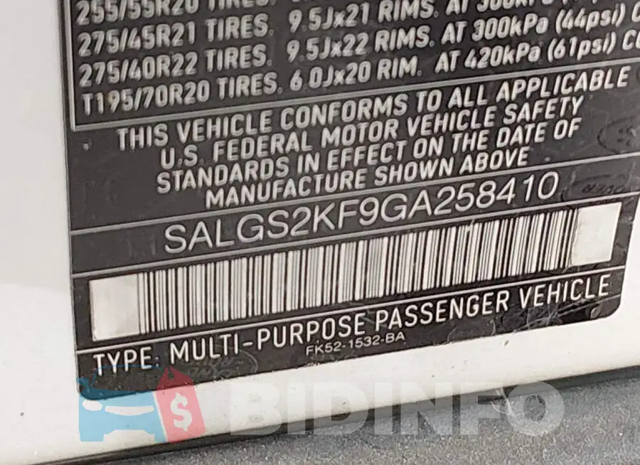 SALGS2KF9GA258410 Photo# 9