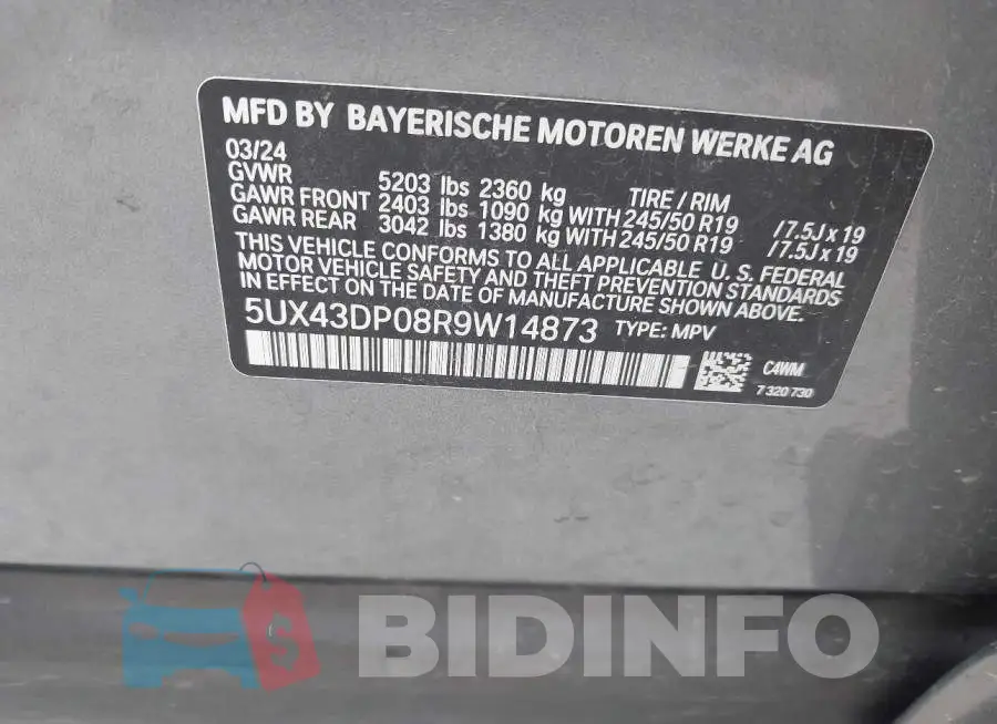 5UX43DP08R9W14873 Photo# 9