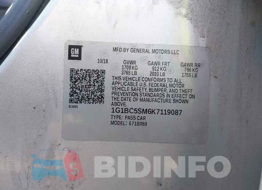 1G1BC5SM6K7119087 Photo# 9