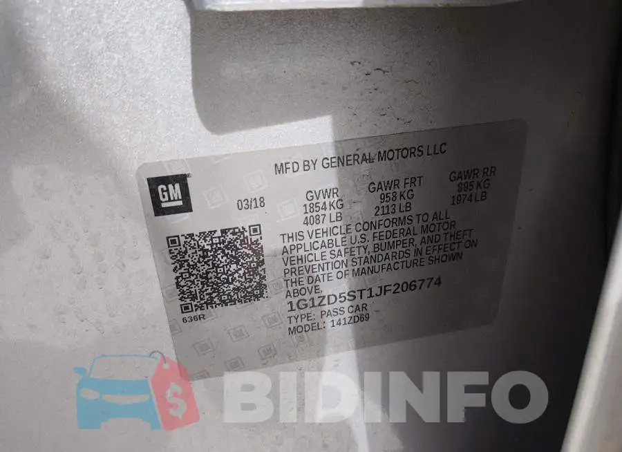 1G1ZD5ST1JF206774 Photo# 9