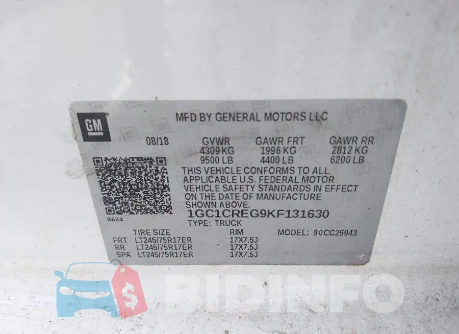 1GC1CREG9KF131630 Photo# 9