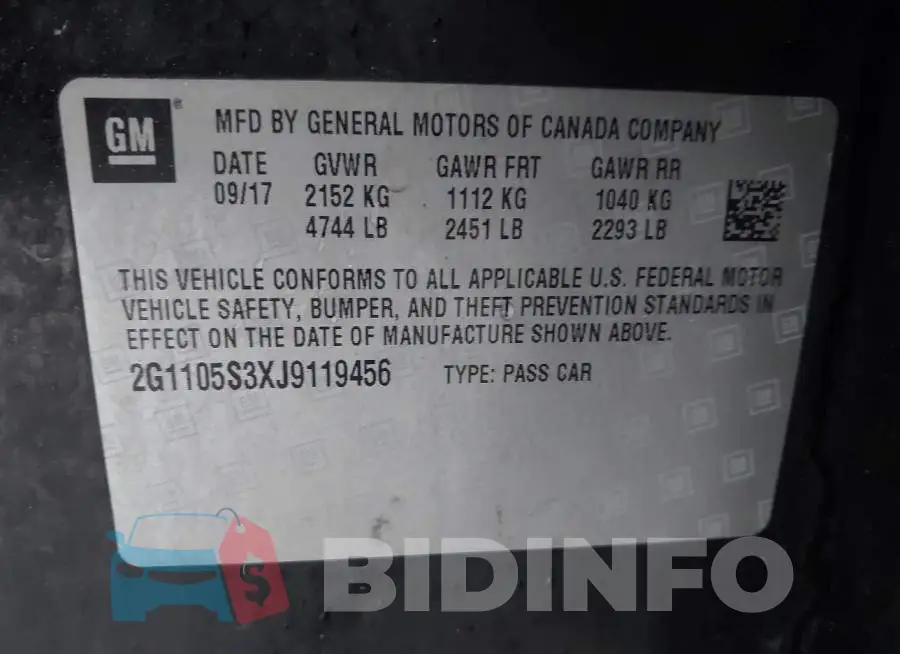 2G1105S3XJ9119456 Photo# 9