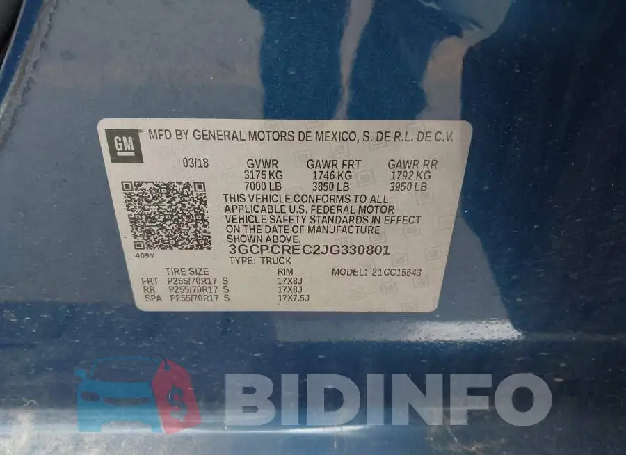 3GCPCREC2JG330801 Photo# 9
