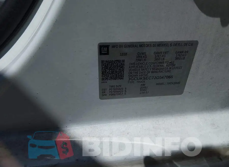 3GCUKSEC7JG647065 Photo# 9