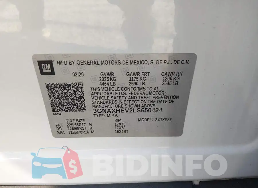 3GNAXHEV2LS650424 Photo# 9