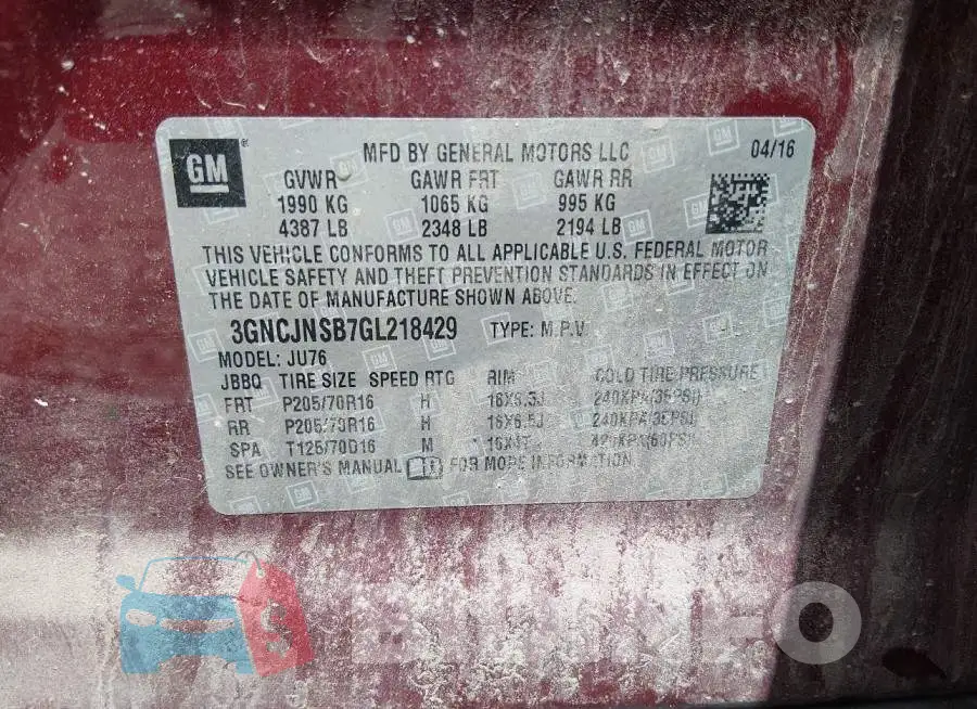 3GNCJNSB7GL218429 Photo# 9