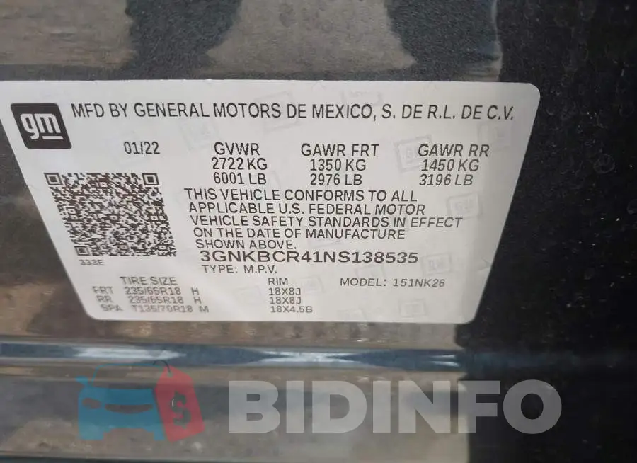 3GNKBCR41NS138535 Photo# 9