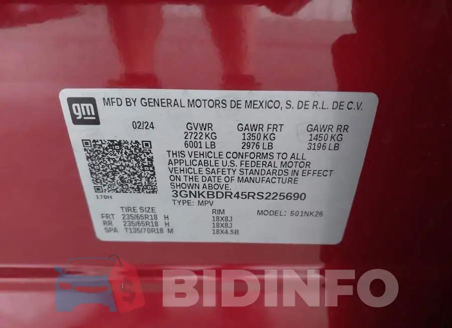 3GNKBDR45RS225690 Photo# 9