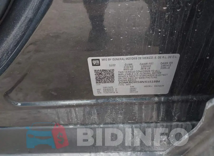 3GNKBDRS8NS151884 Photo# 9