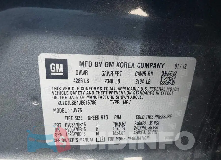 KL7CJLSB1JB616786 Photo# 9