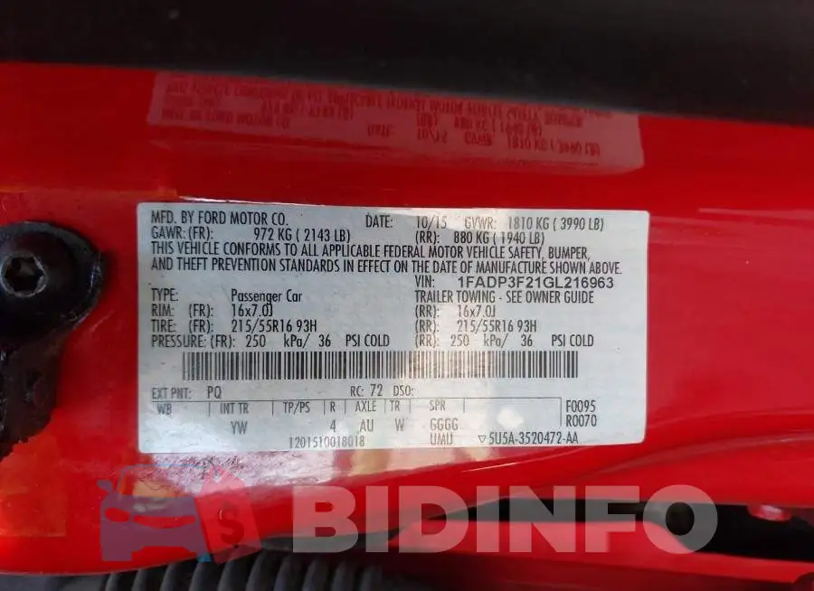 1FADP3F21GL216963 Photo# 9