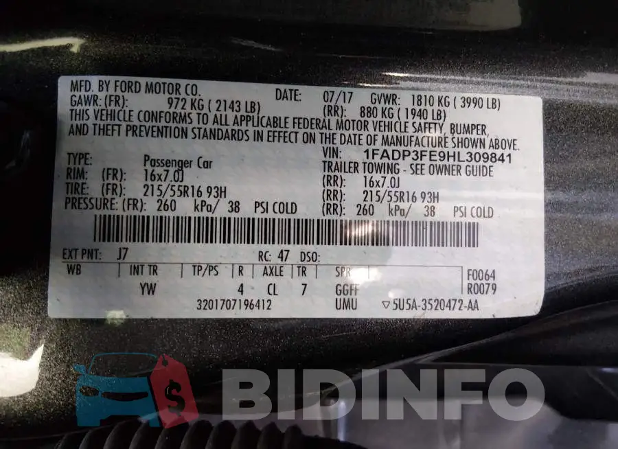 1FADP3FE9HL309841 Photo# 9