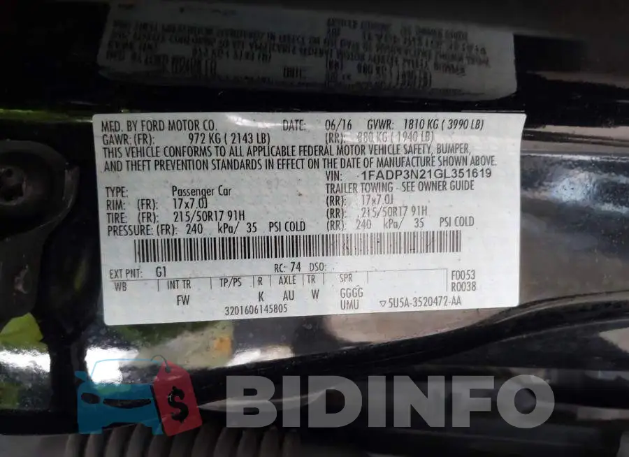 1FADP3N21GL351619 Photo# 9