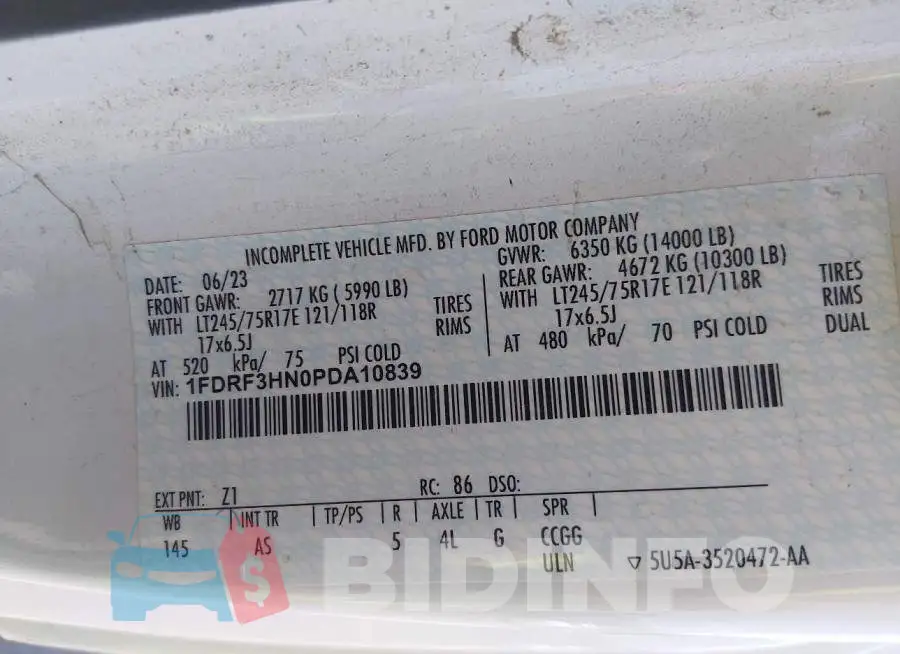 1FDRF3HN0PDA10839 Photo# 8