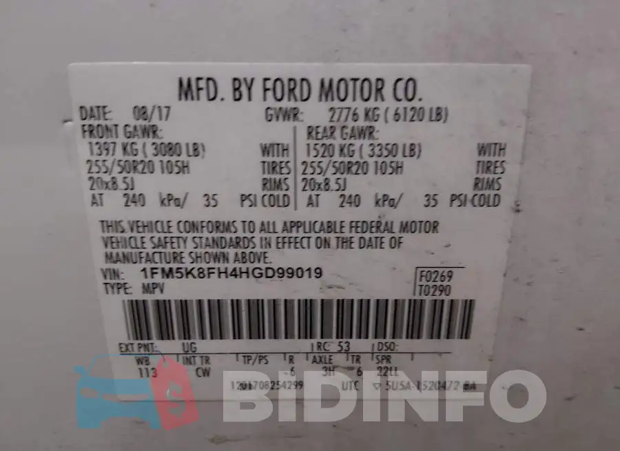 1FM5K8FH4HGD99019 Photo# 9