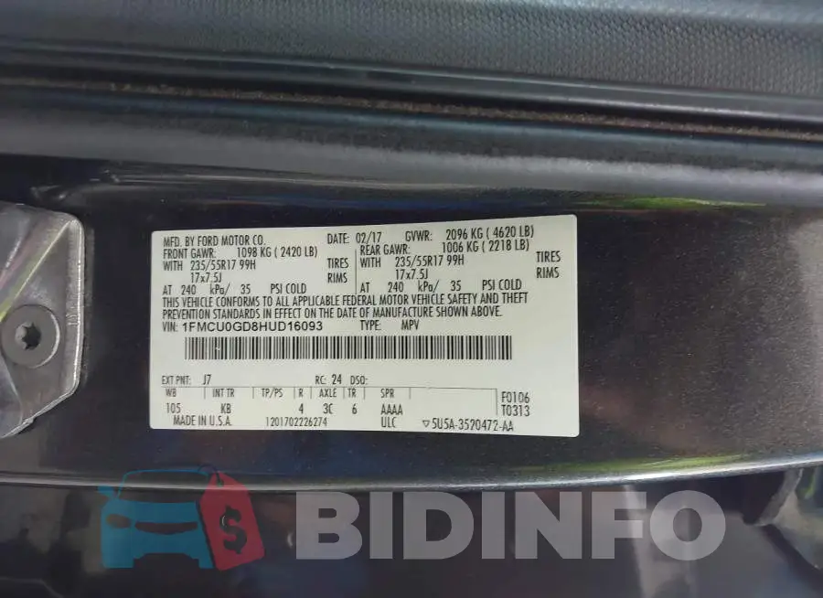 1FMCU0GD8HUD16093 Photo# 9