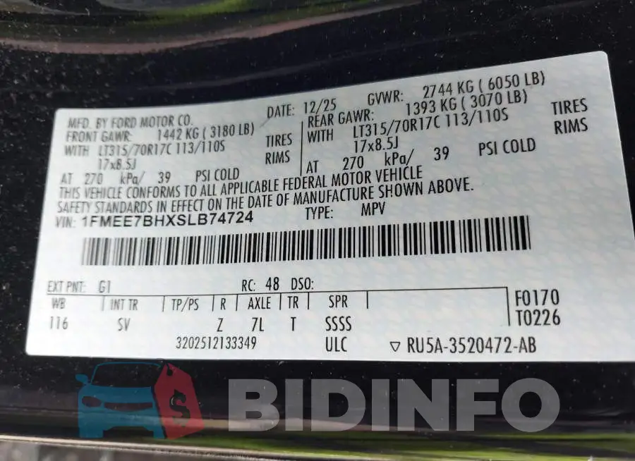 1FMEE7BHXSLB74724 Photo# 9