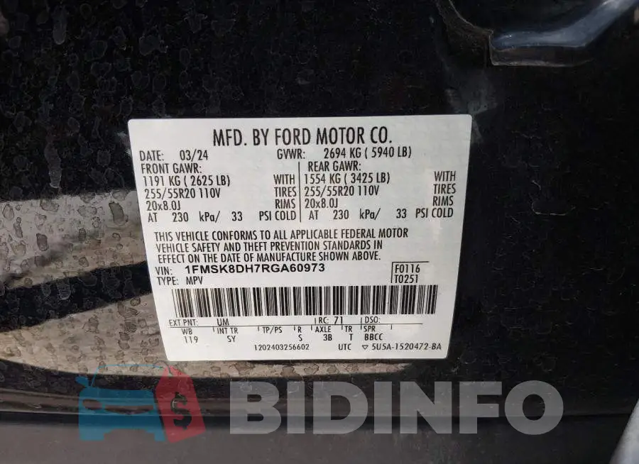 1FMSK8DH7RGA60973 Photo# 9