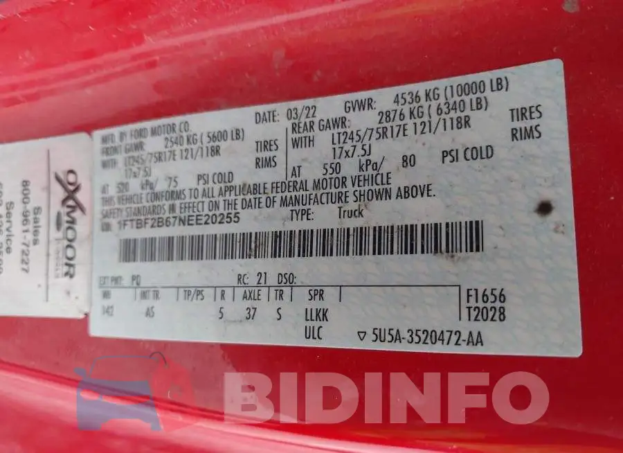 1FTBF2B67NEE20255 Photo# 9