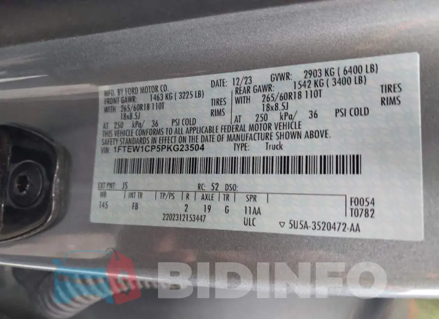 1FTEW1CP5PKG23504 Photo# 9