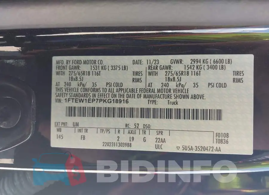 1FTEW1EP7PKG18916 Photo# 9