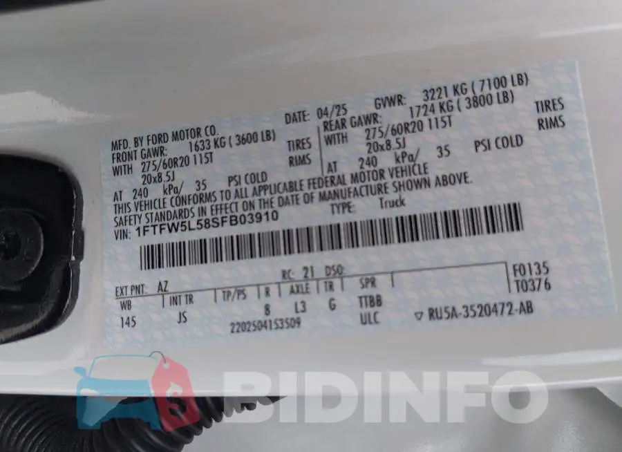 1FTFW5L58SFB03910 Photo# 9