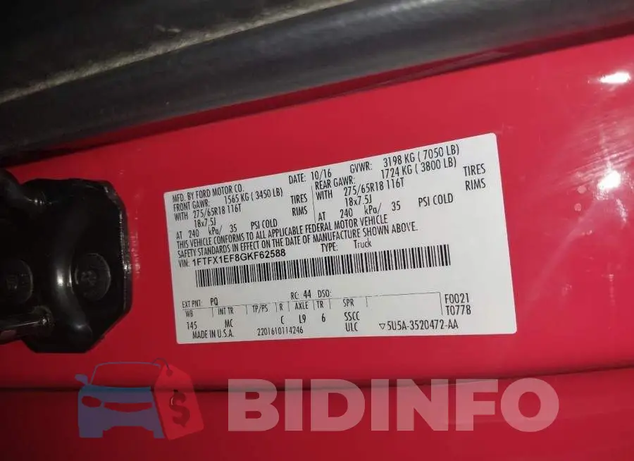 1FTFX1EF8GKF62588 Photo# 9