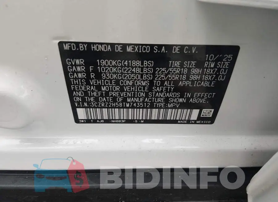 3CZRZ2H58TM743512 Photo# 9